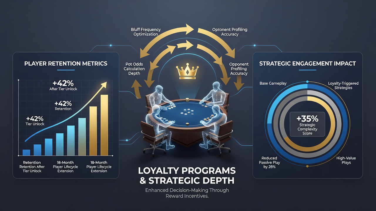 Graphs displaying player retention curves segmented by loyalty tier over 12-month periods