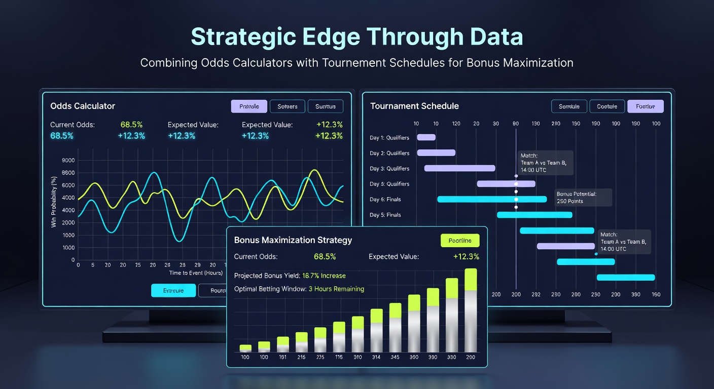 Detailed view of online poker tournament schedule grid with overlaid odds data charts